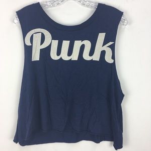 Forever 21 Cropped Tank Top Blue Punk